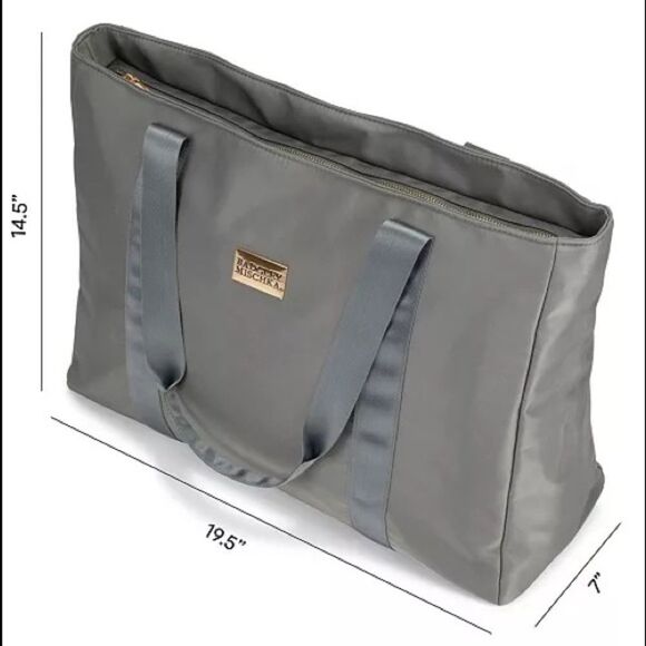 BADGLEY MISCHKA Nylon Travel Tote Weekender Bag in Grey travel bag luggage bag - Picture 11 of 12